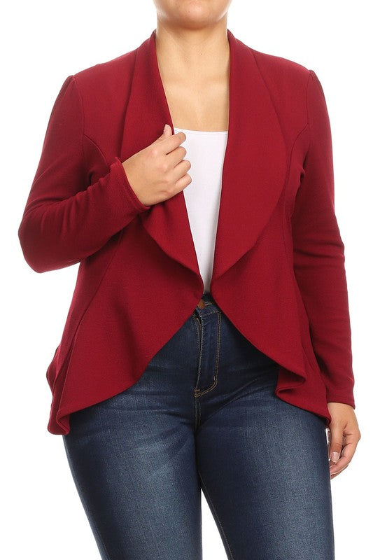 Plus Casual Solid open front jacket blazer - Tigbul's Variety Fashion Shop