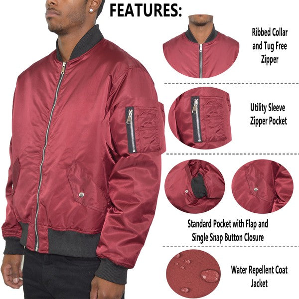 Weiv Mens Solid Padded Bomber Jacket - Tigbul's Variety Fashion Shop