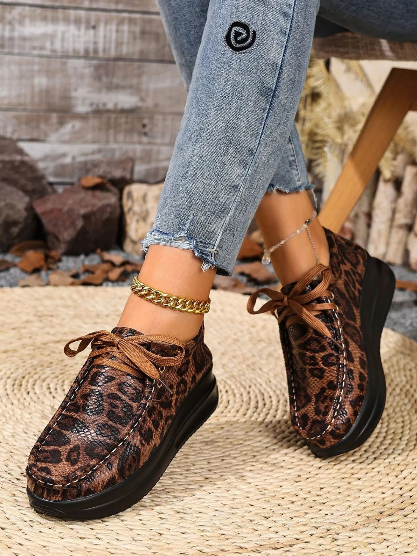 Leopard Round Toe Platform Loafers - Tigbul's Variety Fashion Shop