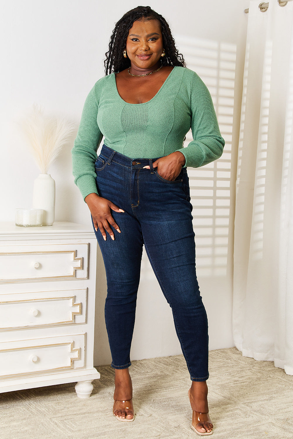 Basic Bae Scoop Neck Long Sleeve Top - Tigbul's Variety Fashion Shop