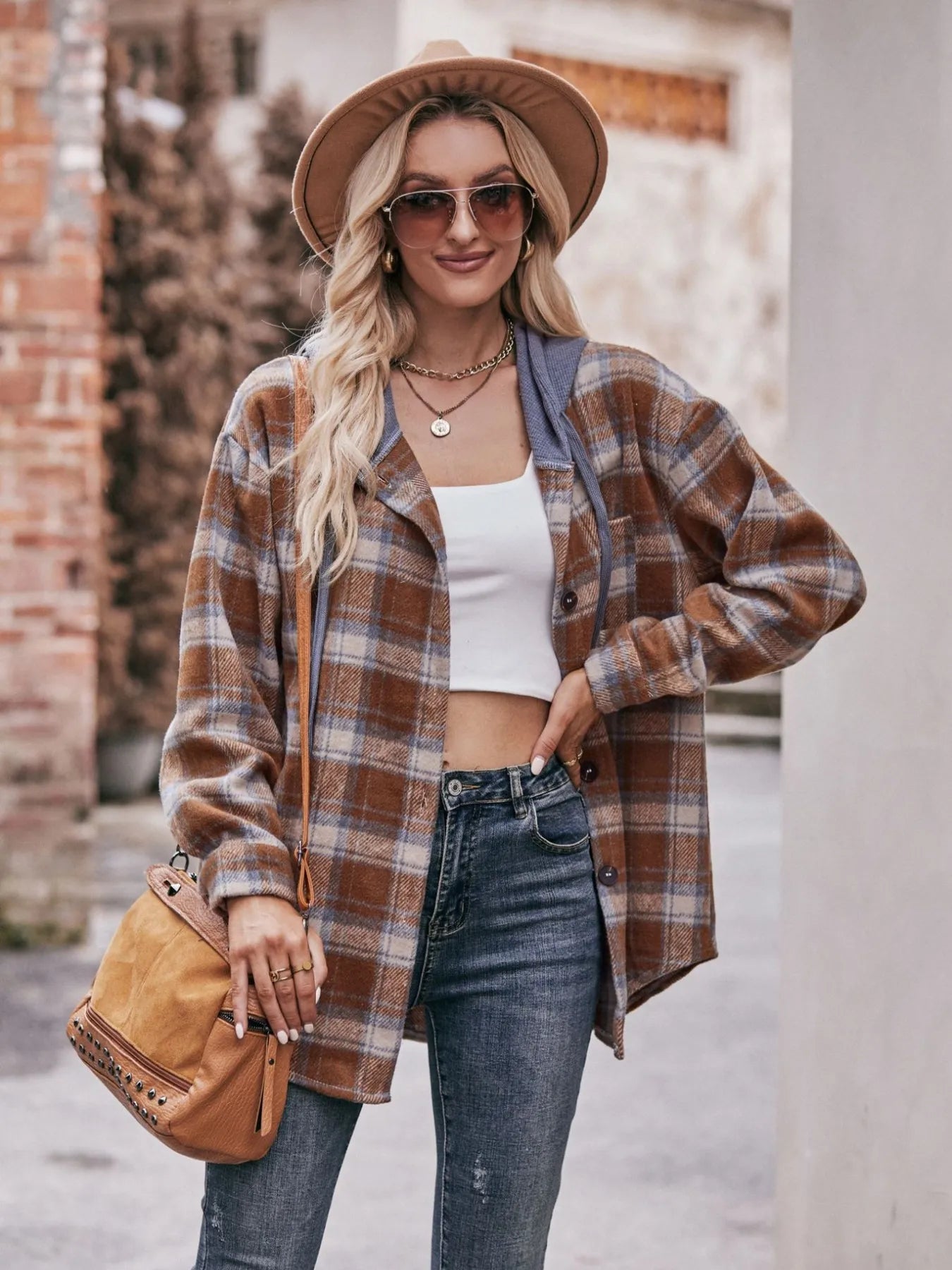 Oversized Plaid Button Up Shacket - Tigbul's Variety Fashion Shop