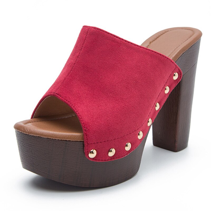 Brand Summer Slippers Women High Heels Shoes Female Fashion Platform Shoes Outside Women Slippers Pumps Rivet Mules Shoes - Tigbul's Variety Fashion Shop