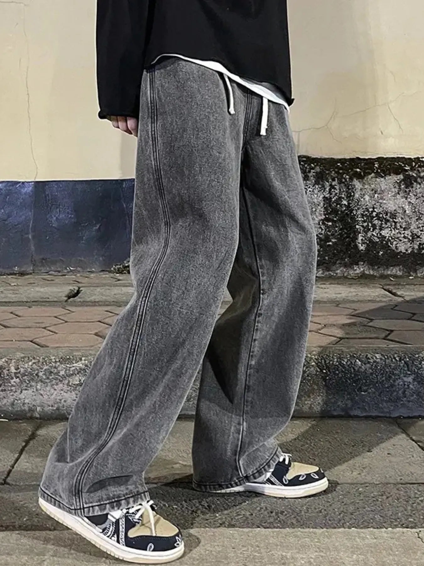 Men's Full Size Drawstring Wide Leg Jeans Plus Size - Tigbul's Variety Fashion Shop