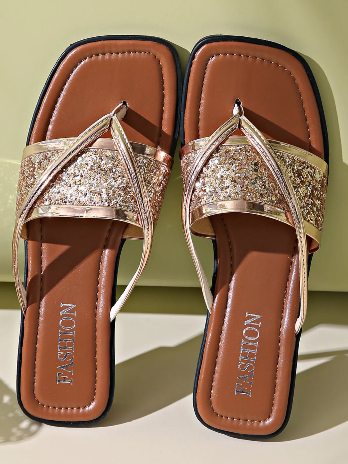 Glitter Cross-Strap Sandals - Tigbul's Variety Fashion Shop