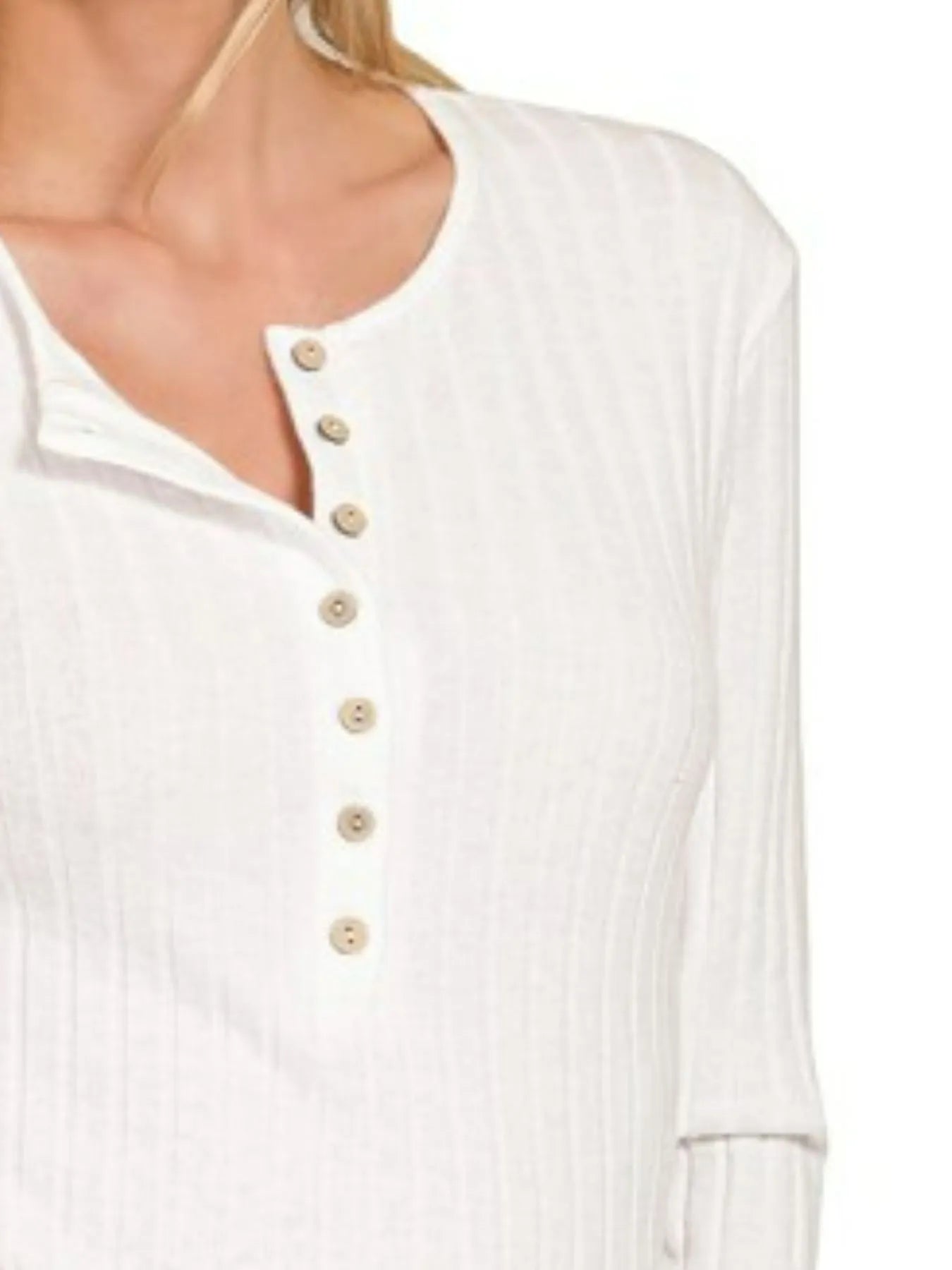 Zenana Ribbed Long Sleeve Half Button Top - Tigbul's Variety Fashion Shop