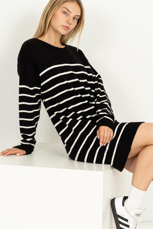 Casually Chic Striped Sweater Dress - Tigbul's Variety Fashion Shop