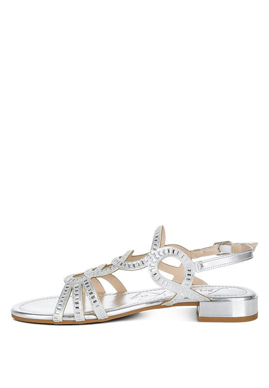 Jisters Cut Out Detail Rhinestone Flat Sandals - Tigbul's Variety Fashion Shop