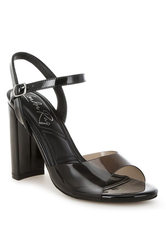 Kessel Tinted Clear Strap Block Heel Sandals - Tigbul's Variety Fashion Shop