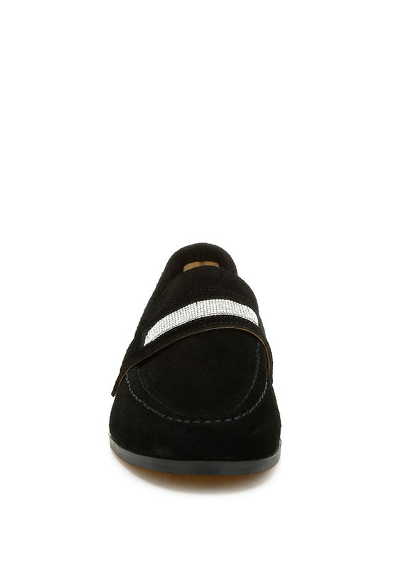 New Ode Rhinestone Penny Strap Loafers Loafers - Tigbul's Variety Fashion Shop