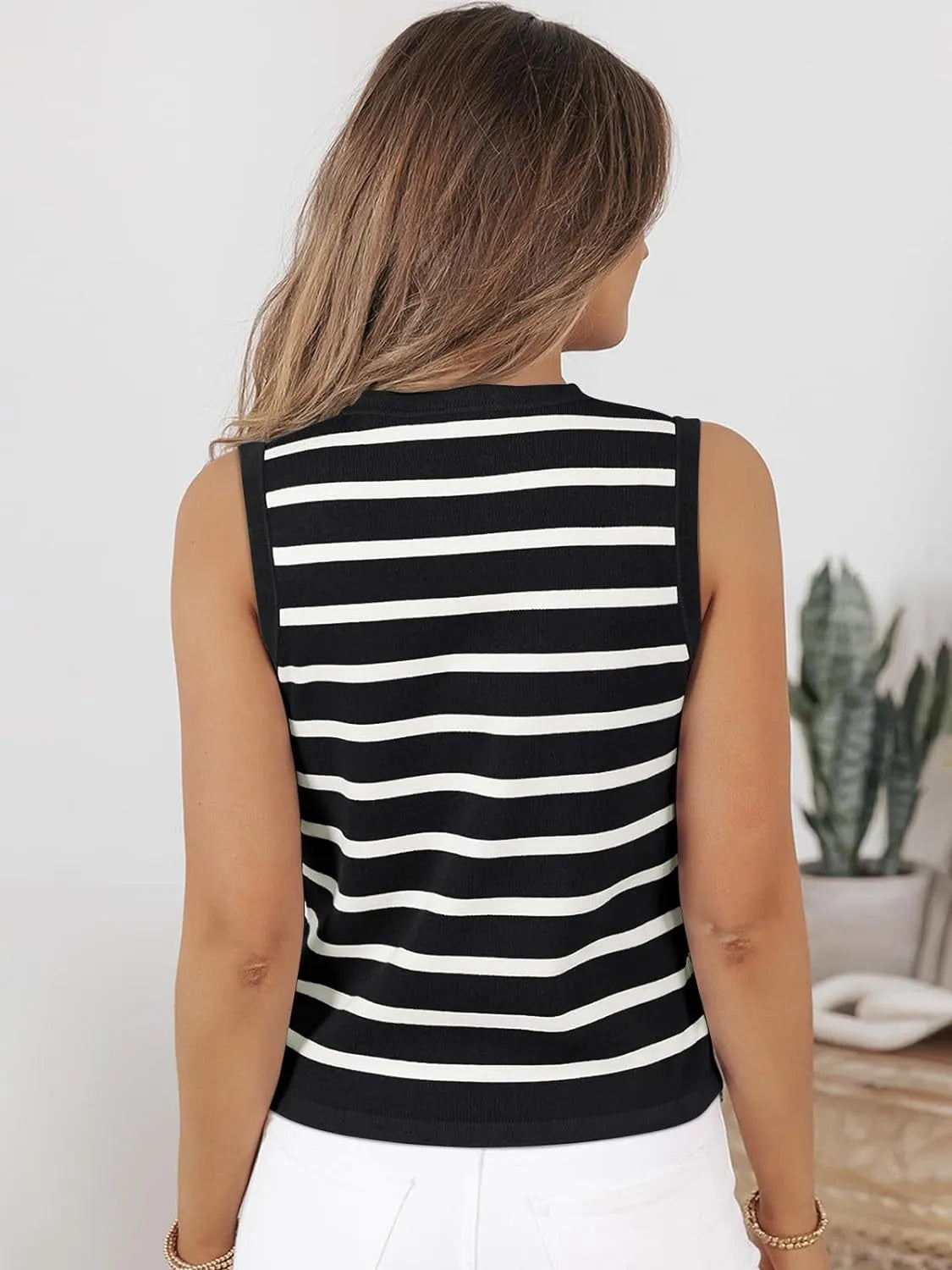 Striped Button-Front Sweater Vest - Tigbul's Variety Fashion Shop