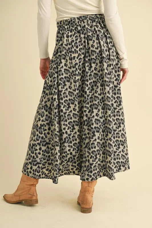 Black Leopard Midi Skirt - Tigbul's Variety Fashion Shop