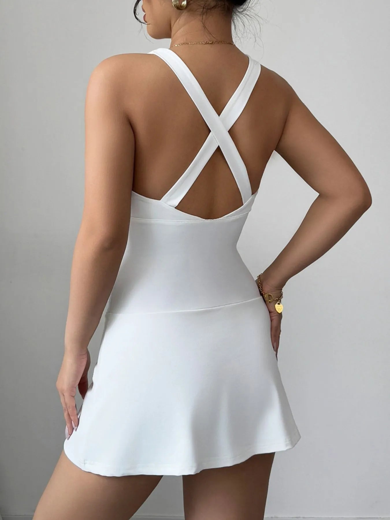 Crisscross V-Neck Romper Dress - Tigbul's Variety Fashion Shop