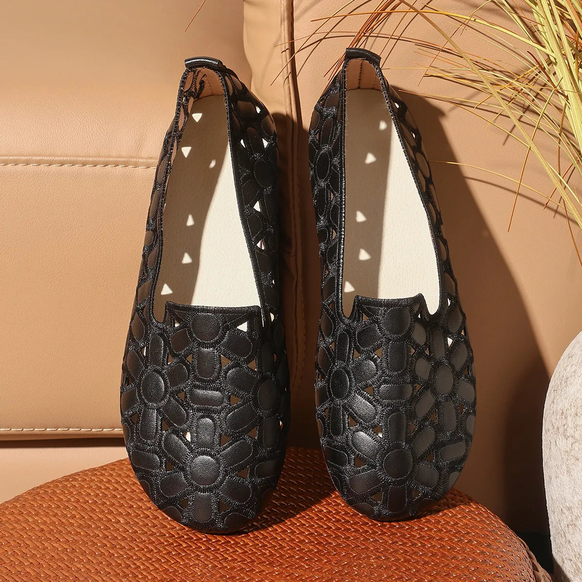Cutout Round Toe Slip-Ons - Tigbul's Variety Fashion Shop