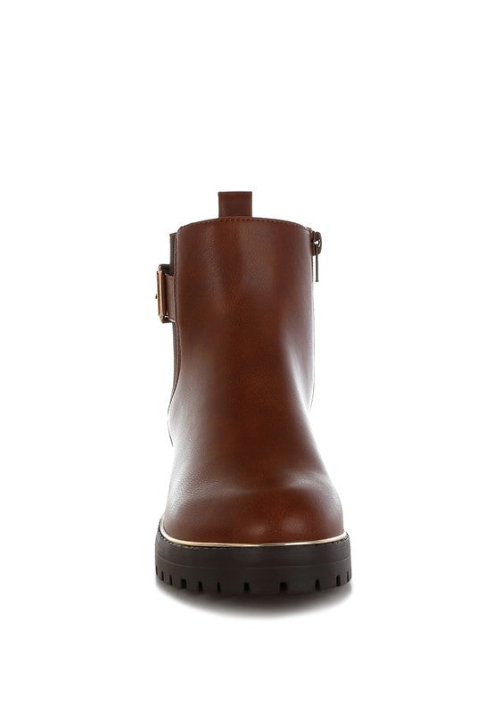 Antorin Chunky Buckle Detail Ankle Boots - Tigbul's Variety Fashion Shop