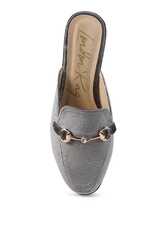 Velvet Buckled Flat Mules - Tigbul's Variety Fashion Shop
