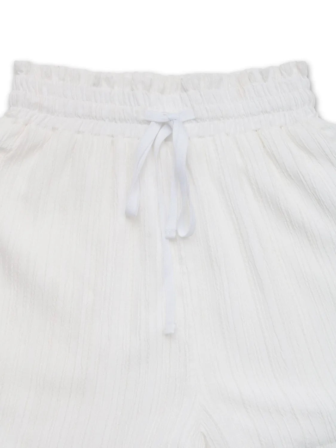 Frill Drawstring White Shorts with Pockets - Tigbul's Variety Fashion Shop