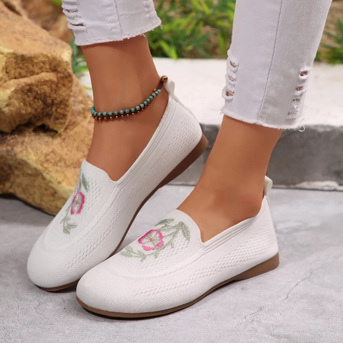 Embroidered Mesh Slip-Ons - Tigbul's Variety Fashion Shop