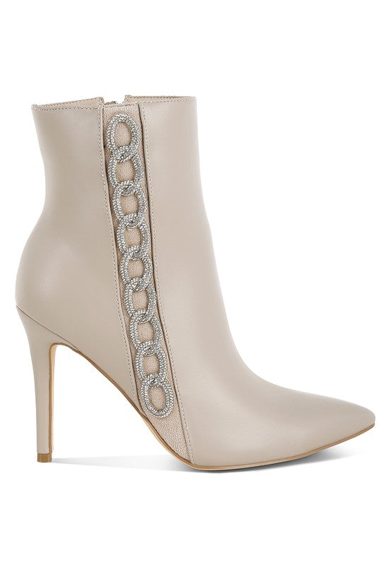 Kalina Rhinestones Chain Detail Boots - Tigbul's Variety Fashion Shop