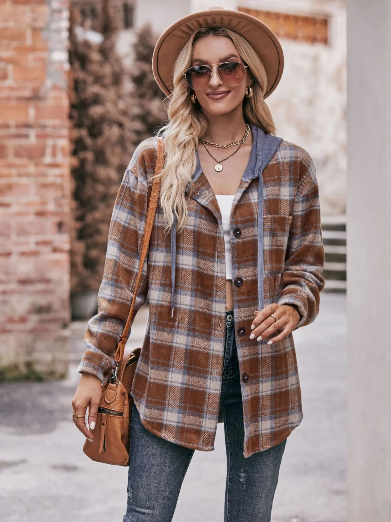 Oversized Plaid Button Up Shacket - Tigbul's Variety Fashion Shop