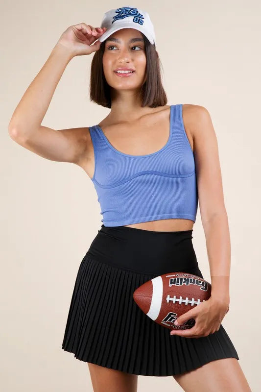 Black Pleated Activewear Skirt with Shorts Inside - Tigbul's Variety Fashion Shop