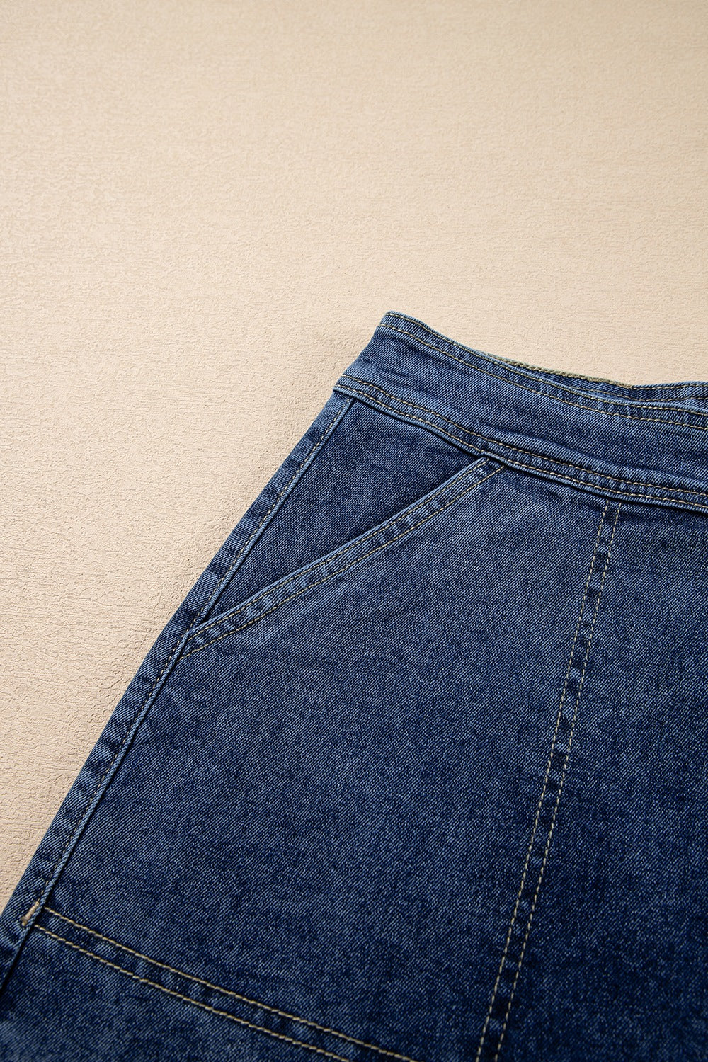 Asymmetrical Denim Skort with Pockets - Tigbul's Variety Fashion Shop