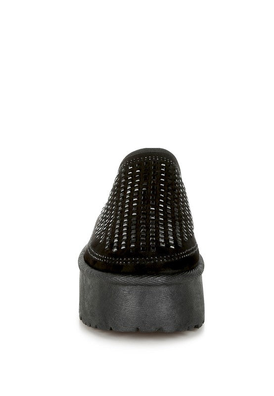 Kickles Rhinestones Embellished Classic Platform - Tigbul's Variety Fashion Shop