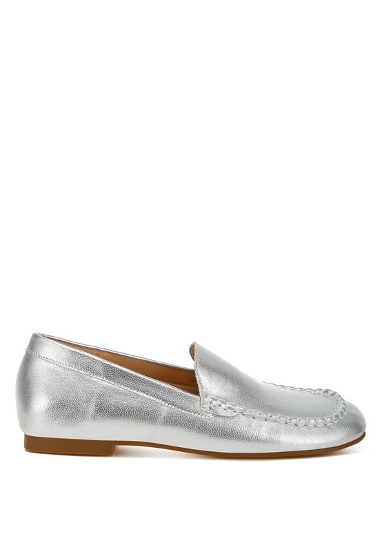 Dama Metallic Pleather Loafers - Tigbul's Variety Fashion Shop
