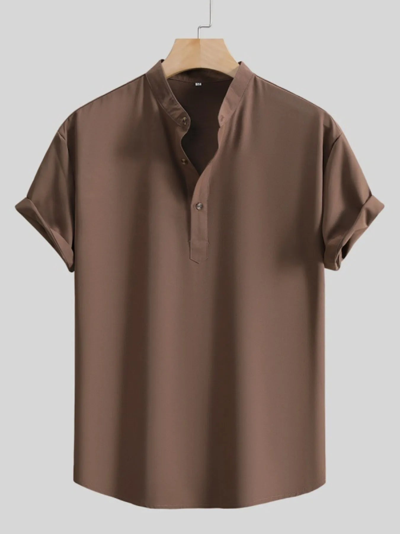 Men's Button Detail Short Sleeve Blouse - Tigbul's Variety Fashion Shop