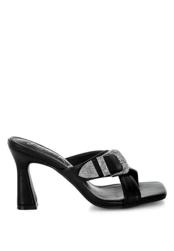 Mohaya Engraved Metallic Buckle Sandals - Tigbul's Variety Fashion Shop