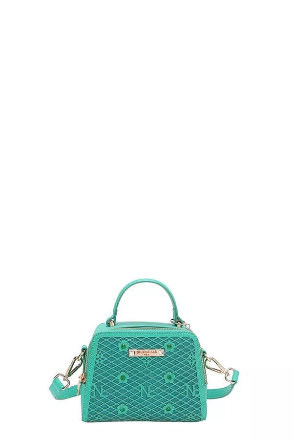 Nicole Lee USA Vegan Geometric Pattern Structured Handbag - Tigbul's Variety Fashion Shop