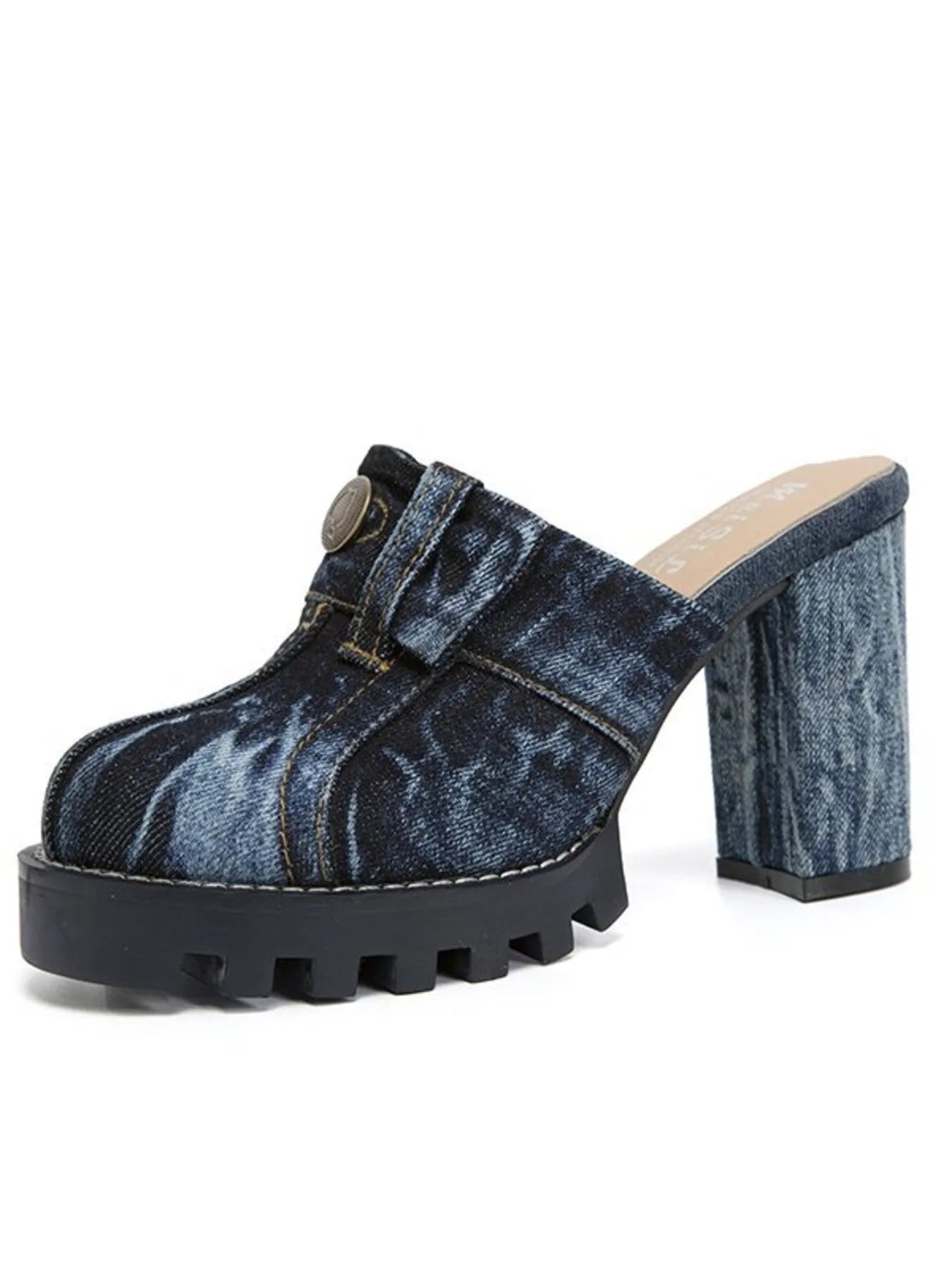 Denim Round Toe Block Heels Sandals - Tigbul's Variety Fashion Shop