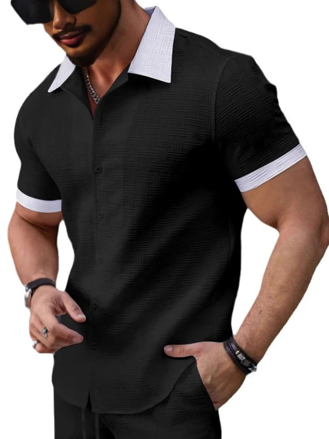 Men's Button Up Short Sleeve Shirt - Tigbul's Variety Fashion Shop