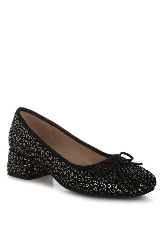 Ningen Leopard Print Block Heel Ballerinas - Tigbul's Variety Fashion Shop