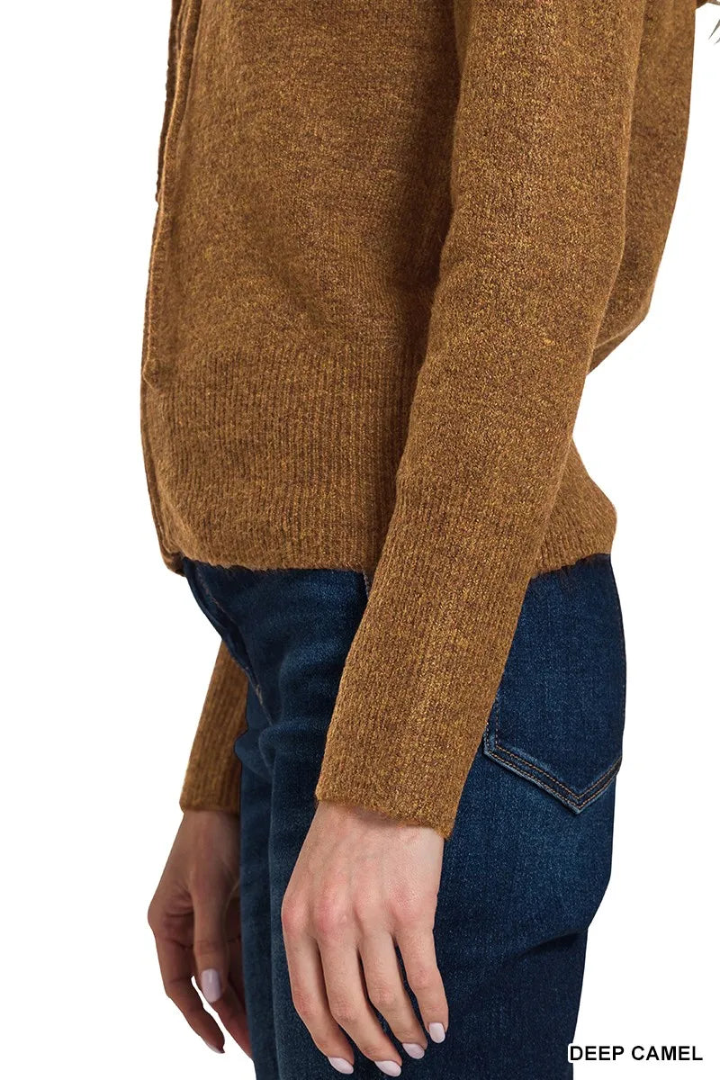 Zenana Drawstring Zip Up Hooded Cardigan - Tigbul's Variety Fashion Shop