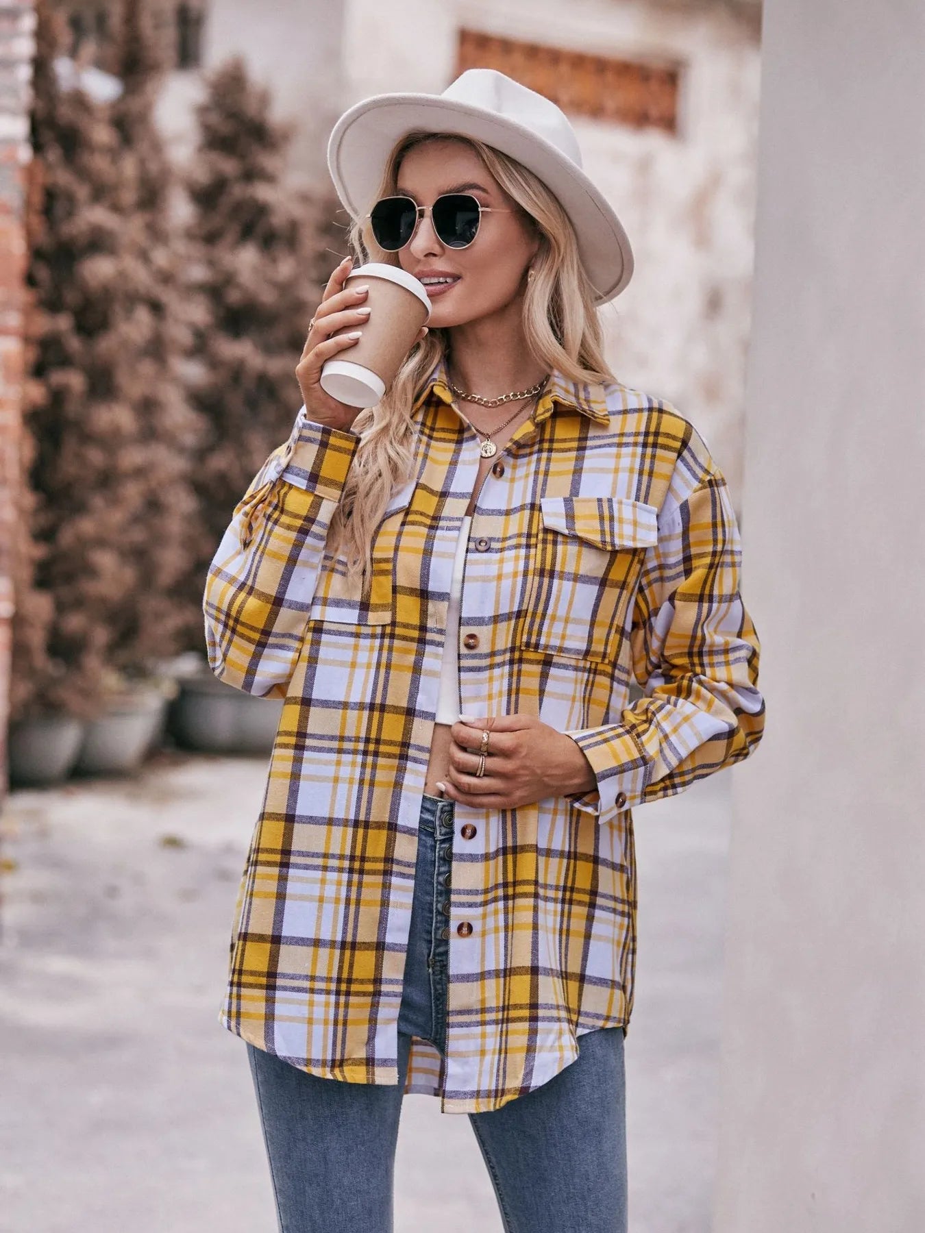 Plaid Button-Down Long Sleeve Shirt - Tigbul's Variety Fashion Shop