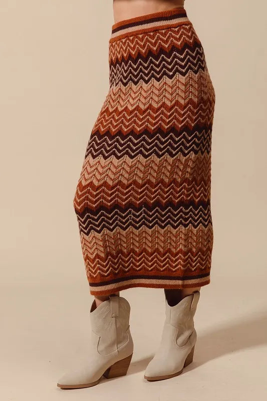 Multi Color Chevron Knit Skirt - Tigbul's Variety Fashion Shop