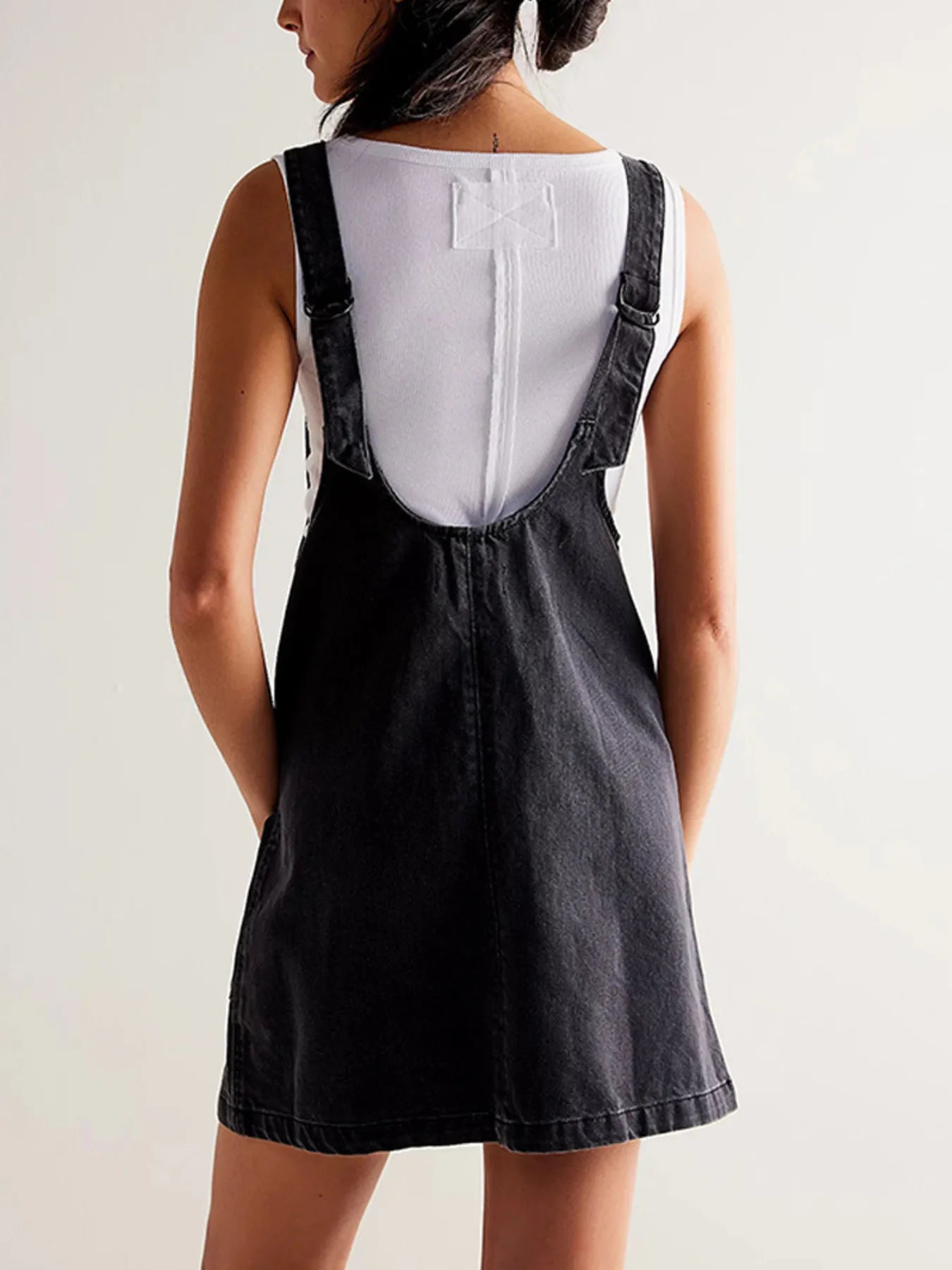 Oversized V-Neck Denim Tank Dress with Front Pockets - Tigbul's Variety Fashion Shop