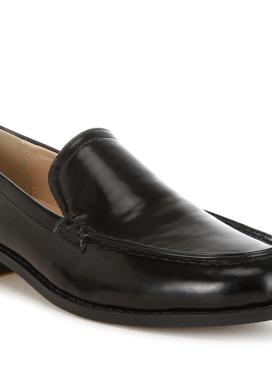 Corleone Pleather Stacked Heel Loafers - Tigbul's Variety Fashion Shop