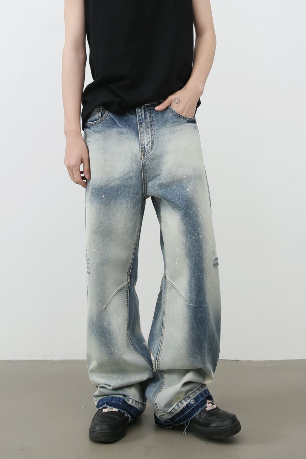 Men's Distressed Wide Leg Jeans - Tigbul's Variety Fashion Shop