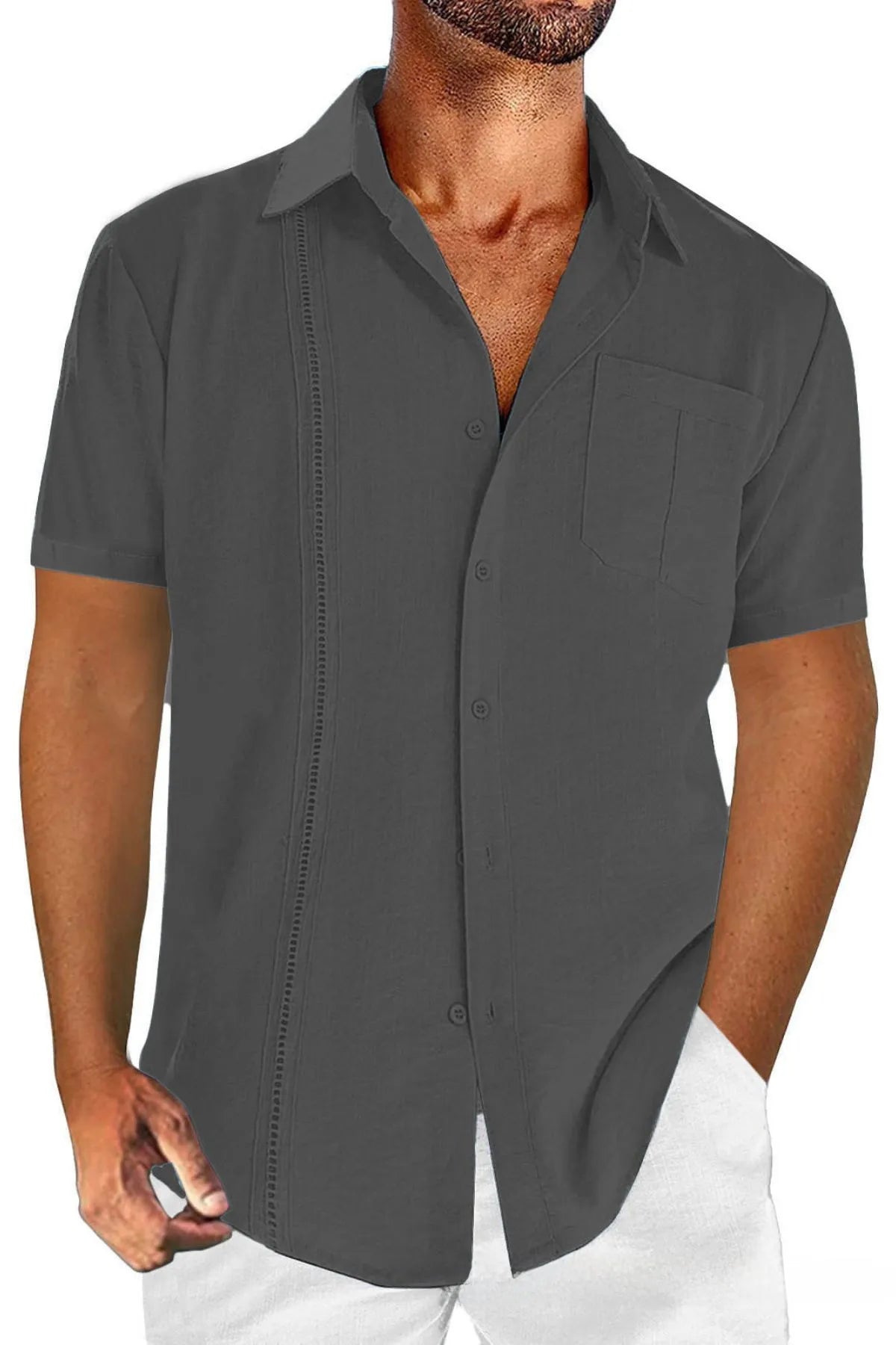 Men's Full Size Casual Short Sleeve Button Down Shirt Plus Size - Tigbul's Variety Fashion Shop