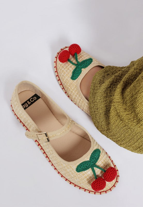 Brunch Date Cherry Accent Mary Jane Flats - Tigbul's Variety Fashion Shop