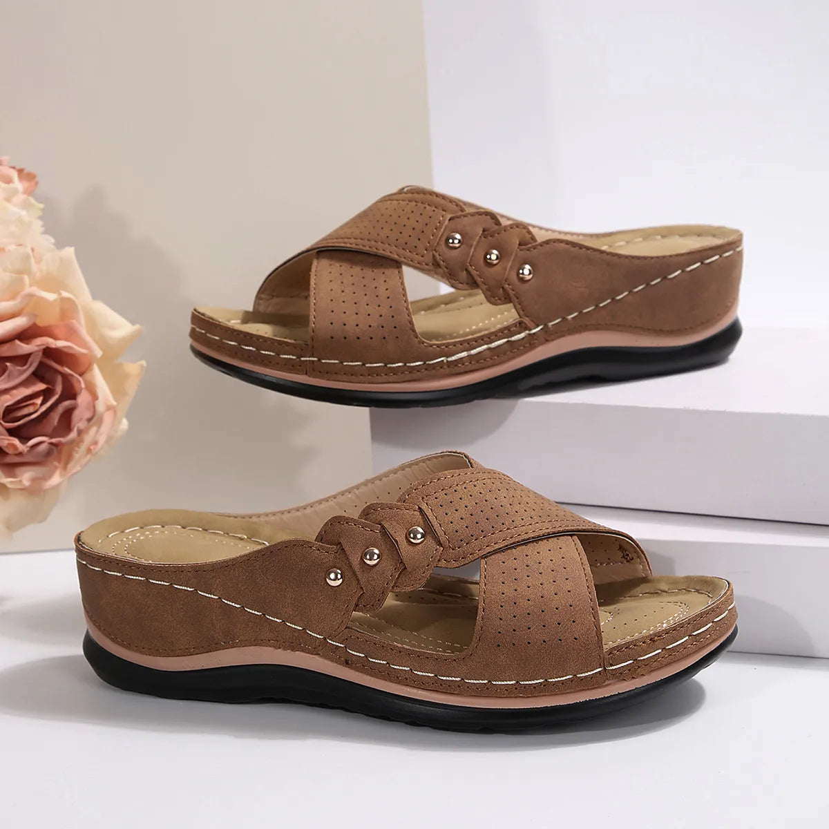 Crisscross Open Toe Wedge Sandals - Tigbul's Variety Fashion Shop