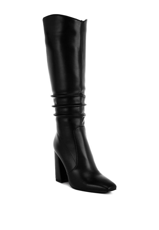 Yanir Slouchy Shaft 4" Heel Knee-High Boots - Tigbul's Variety Fashion Shop