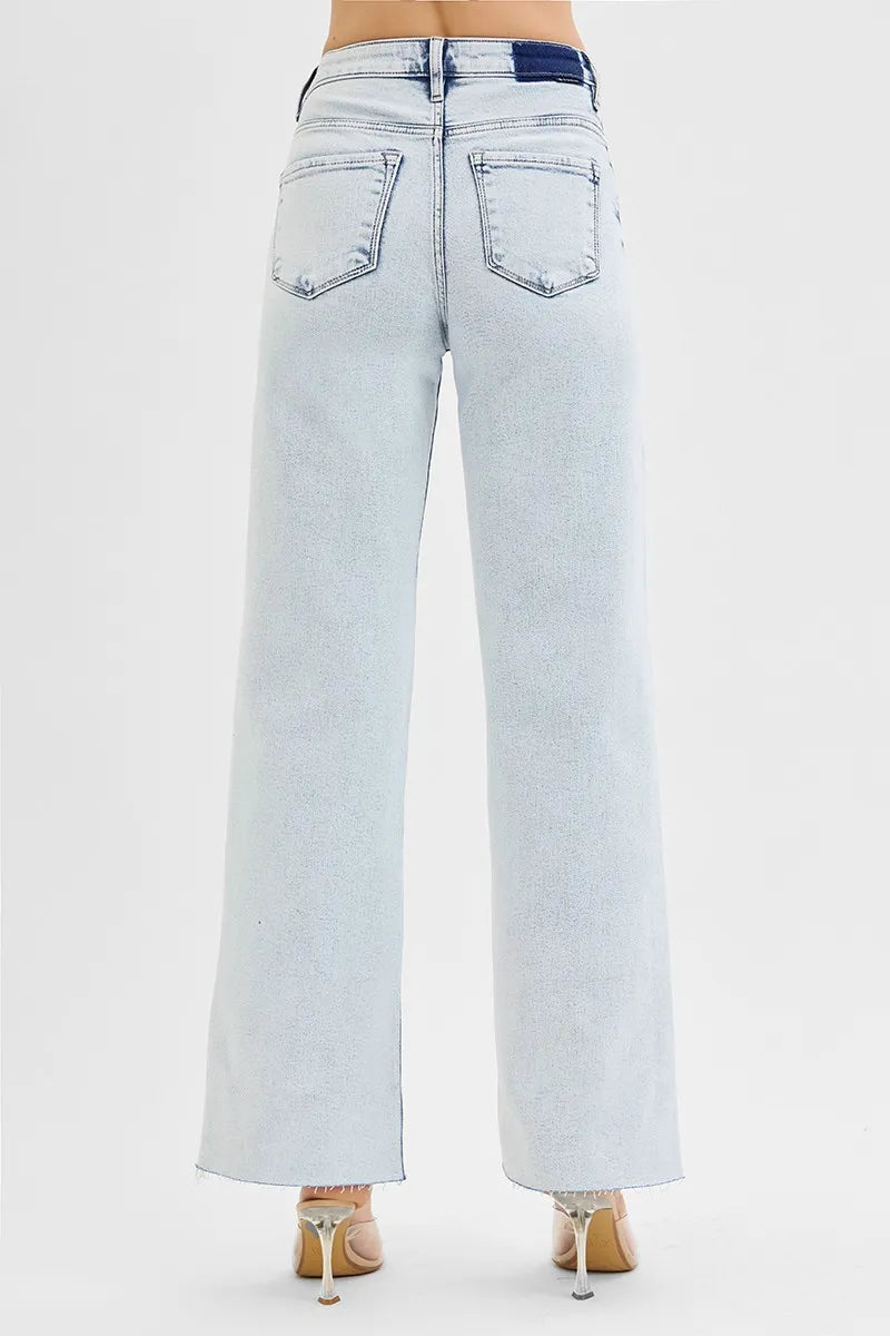 RISEN Full Size High Rise Wide Leg Jeans Plus Size - Tigbul's Variety Fashion Shop