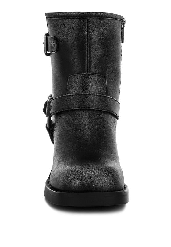 Caribou Harness Detail Biker Boots - Tigbul's Variety Fashion Shop
