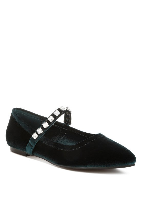 Aralia Velvet Mary Jane Ballerinas - Tigbul's Variety Fashion Shop