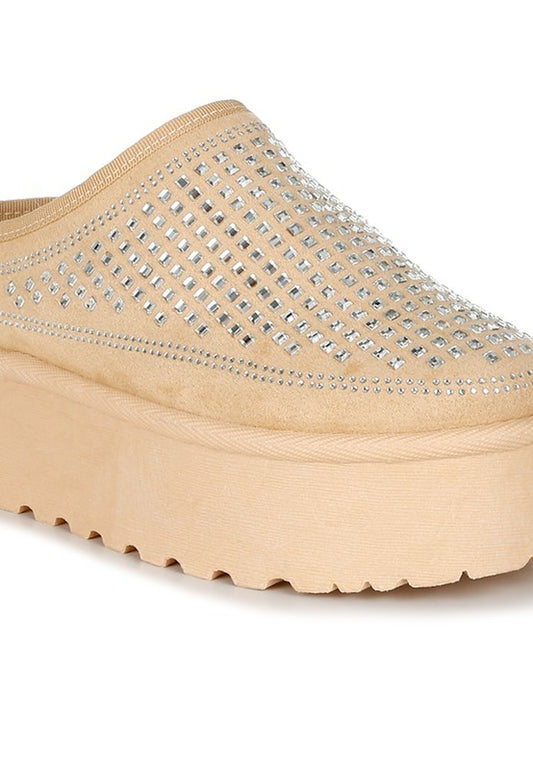 Kickles Rhinestones Embellished Classic Platform - Tigbul's Variety Fashion Shop