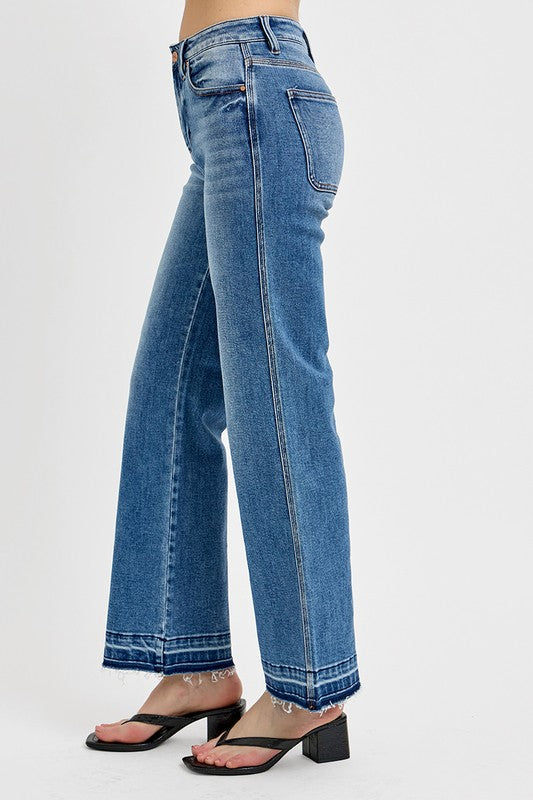 RISEN Full Size Raw Hem Ankle Bootcut Jeans Plus Size - Tigbul's Variety Fashion Shop