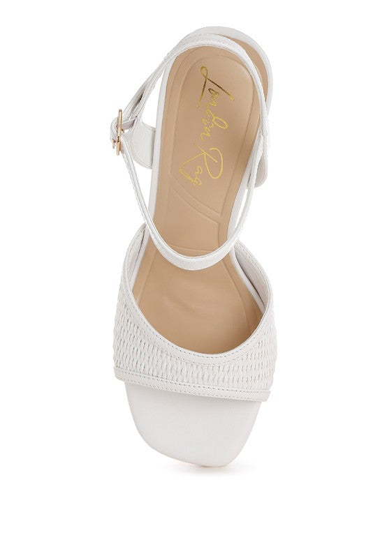 Vilasta Raffia Square Toe Stiletto Heels - Tigbul's Variety Fashion Shop