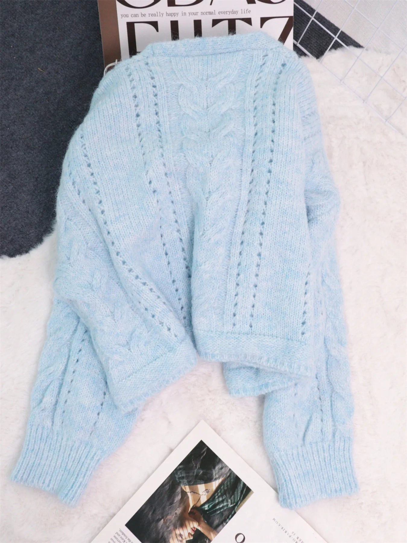 Cable Knit Button-Up Cardigan - Tigbul's Variety Fashion Shop